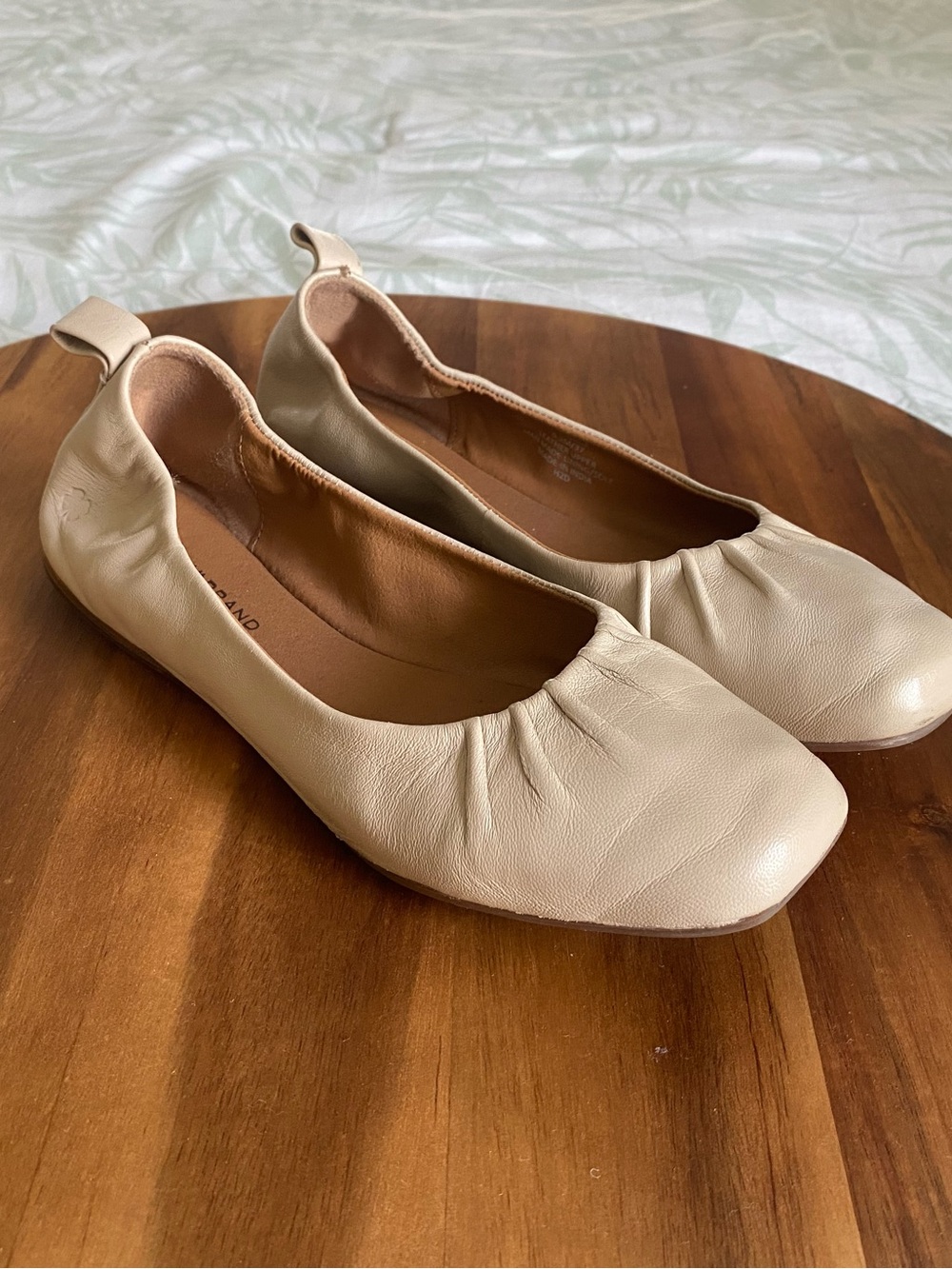 Lucky Brand Leather Ballet Flats in Beige - Comfortable Everyday Slip-Ons